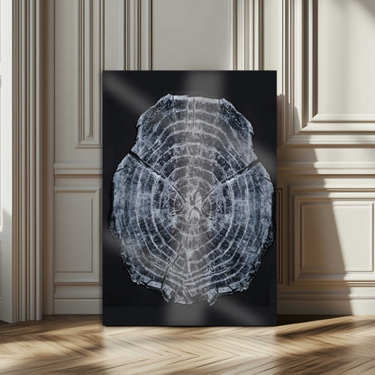 67859667-MGV-CV-24X36-Tree Ring Wall Art Wall Art Canvas Print, Framed Wood Slice Canvas Art Picture Print, Monochrome Nature Decor Perfect Modern