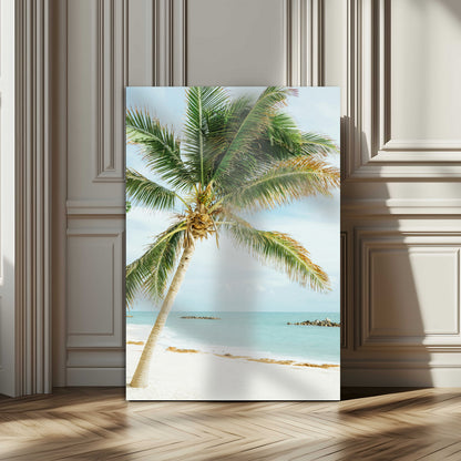 83804429-MGV-CV-24X36-Palm Tree Wall Art Canvas Print, Framed Tropical Beach Art Picture Print, Soft Sand Perfect Tropical Coastal Decor Artwork