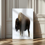 76778120-MGV-CV-24X36-Bison Photography Wall Art Canvas Print, Framed Western Wildlife Art Picture Print, Buffalo On Snow Perfect Western Rustic Decor