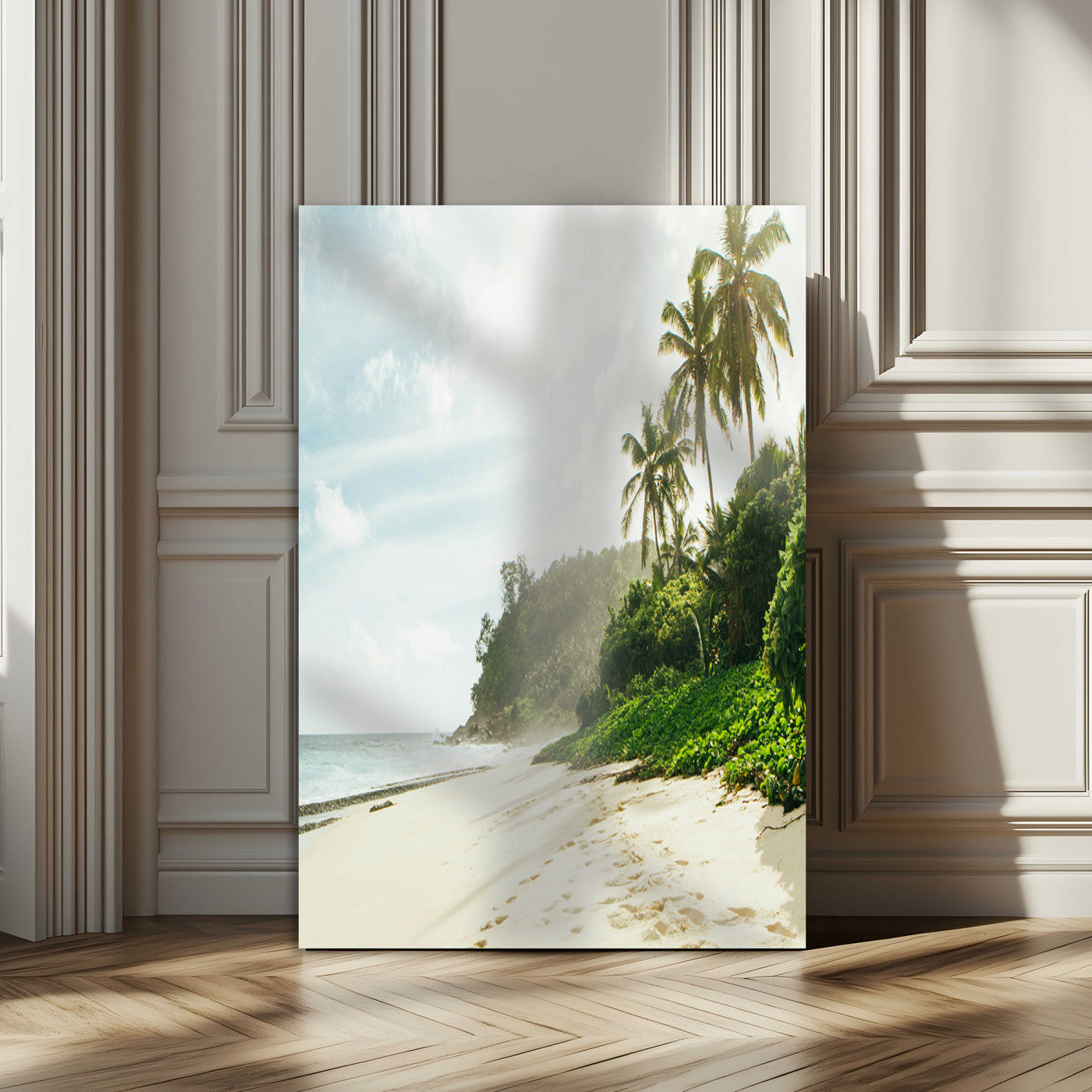 42984524-MGV-CV-24X36-Relaxing Beach Wall Art Canvas Print, Framed Ocean View Art Picture Print, Coastal Serenity Perfect Tropical Coastal Decor Artwork