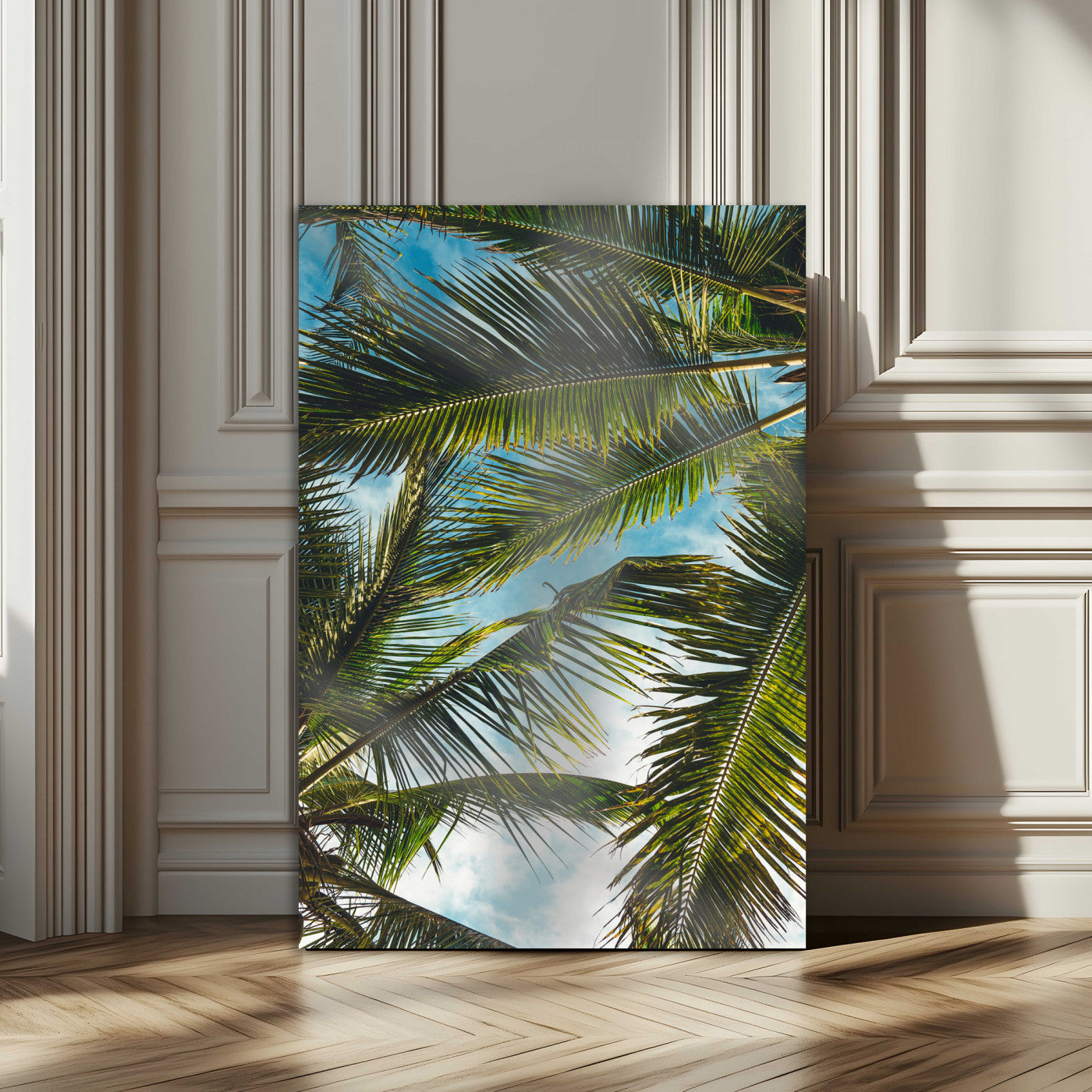 31086560-MGV-CV-24X36-Palm Leaves Wall Art Canvas Print, Framed Tropical Vibes Art Picture Print, Green Foliage Perfect Tropical Boho Decor Artwork