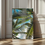 31086560-MGV-CV-24X36-Palm Leaves Wall Art Canvas Print, Framed Tropical Vibes Art Picture Print, Green Foliage Perfect Tropical Boho Decor Artwork