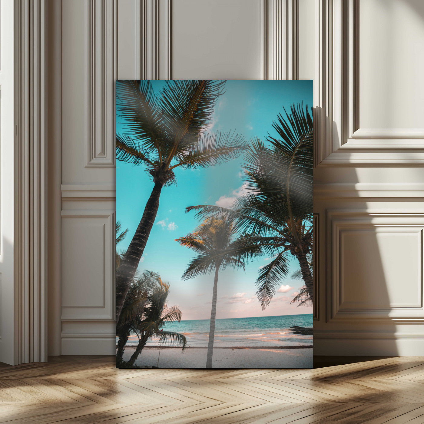 49451039-MGV-CV-24X36-Palm Trees Wall Art Canvas Print, Framed Tropical Beach Art Picture Print, Ocean Breeze Perfect Tropical Coastal Decor Artwork