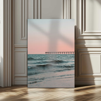 89450227-MGV-CV-24X36-Minimalist Seascape Wall Art Canvas Print, Framed Soft Pastel Sunset Art Picture Print, Tranquil Ocean Perfect Minimalist Coastal