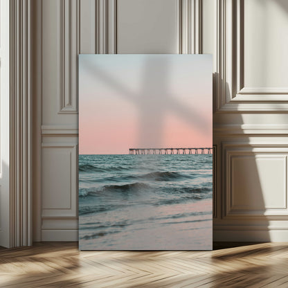 89450227-MGV-CV-24X36-Minimalist Seascape Wall Art Canvas Print, Framed Soft Pastel Sunset Art Picture Print, Tranquil Ocean Perfect Minimalist Coastal