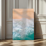 91434062-MGV-CV-24X36-Beach Aerial Wall Art Canvas Print, Framed Soft Waves Art Picture Print, Ocean Tranquility Perfect Coastal Minimalist Decor