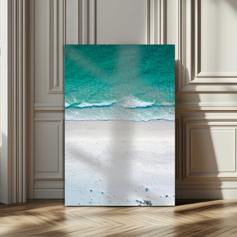 26150405-MGV-CV-24X36-Soft Waves Wall Art Canvas Print, Framed Seaside Escape Art Picture Print, Minimalist Beach Aesthetic Perfect Coastal Minimalist