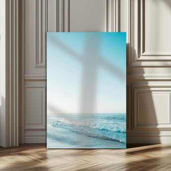 20189712-MGV-CV-24X36-Minimalist Ocean Wall Art Canvas Print, Framed Calm Seascape Art Picture Print, Soft Blue Tones Perfect Coastal Minimalist Decor