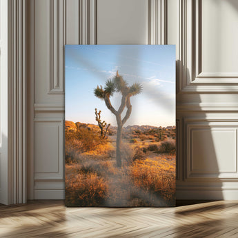 90776393-MGV-CV-24X36-Joshua Tree Wall Art Canvas Print, Framed Golden Hour Desert Art Picture Print, Sunset Glow Perfect Southwestern Boho Decor