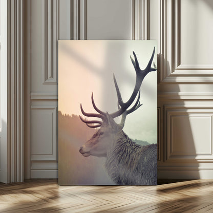 22632976-MGV-CV-24X36-Deer Canvas Print Wall Art Canvas Print, Framed Woodland Animal Decor Art Picture Print, Rustic Lodge Wall Art Perfect Rustic