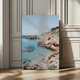 39329622-MGV-CV-24X36-Coastal Wall Art – Turquoise Water and Rocky Beach Canvas Print, Scenic Seaside Photography Decor for Bedroom, Living Room,