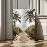 53859552-MGV-CV-24X36-Tropical Beach Wall Art – Palm Tree Pathway Canvas Print, Coastal Paradise Photography Decor for Living Room, Bedroom, Office,