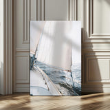 95552990-MGV-CV-24X36-Nautical Sailing Wall Art – Sailboat with White Sails and Ocean Waves, Coastal Photography Print, Seaside Decor for Beach House &