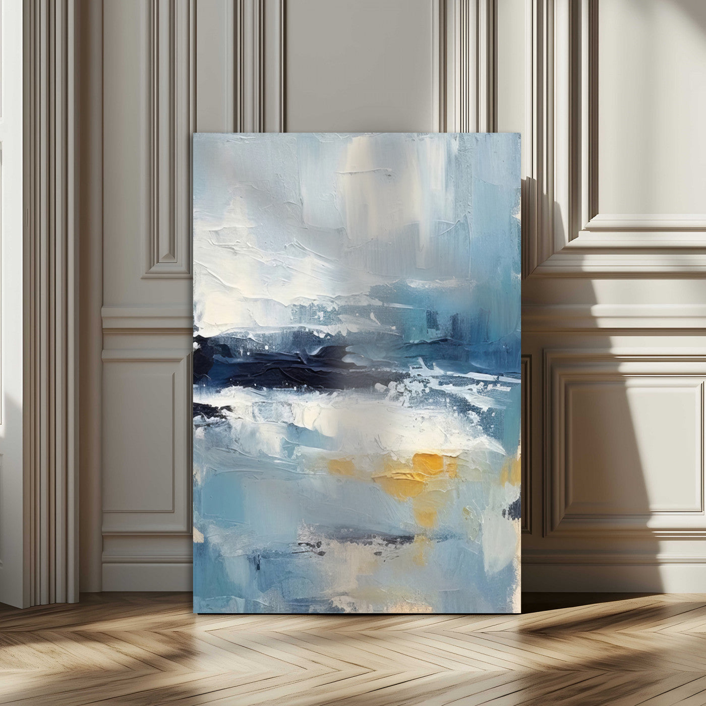 80358-MGV-CV-24X36-Abstract Seascape Wall Art Canvas Print, Framed Coastal Horizon Art Picture Print, Textured Ocean Perfect Minimal Coastal Decor