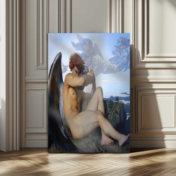 99738-MGV-CV-24X36-Fallen Angel Wall Art Canvas Print, Framed Classical Nude Art Picture Print, Renaissance Style Perfect Classical Moody Decor
