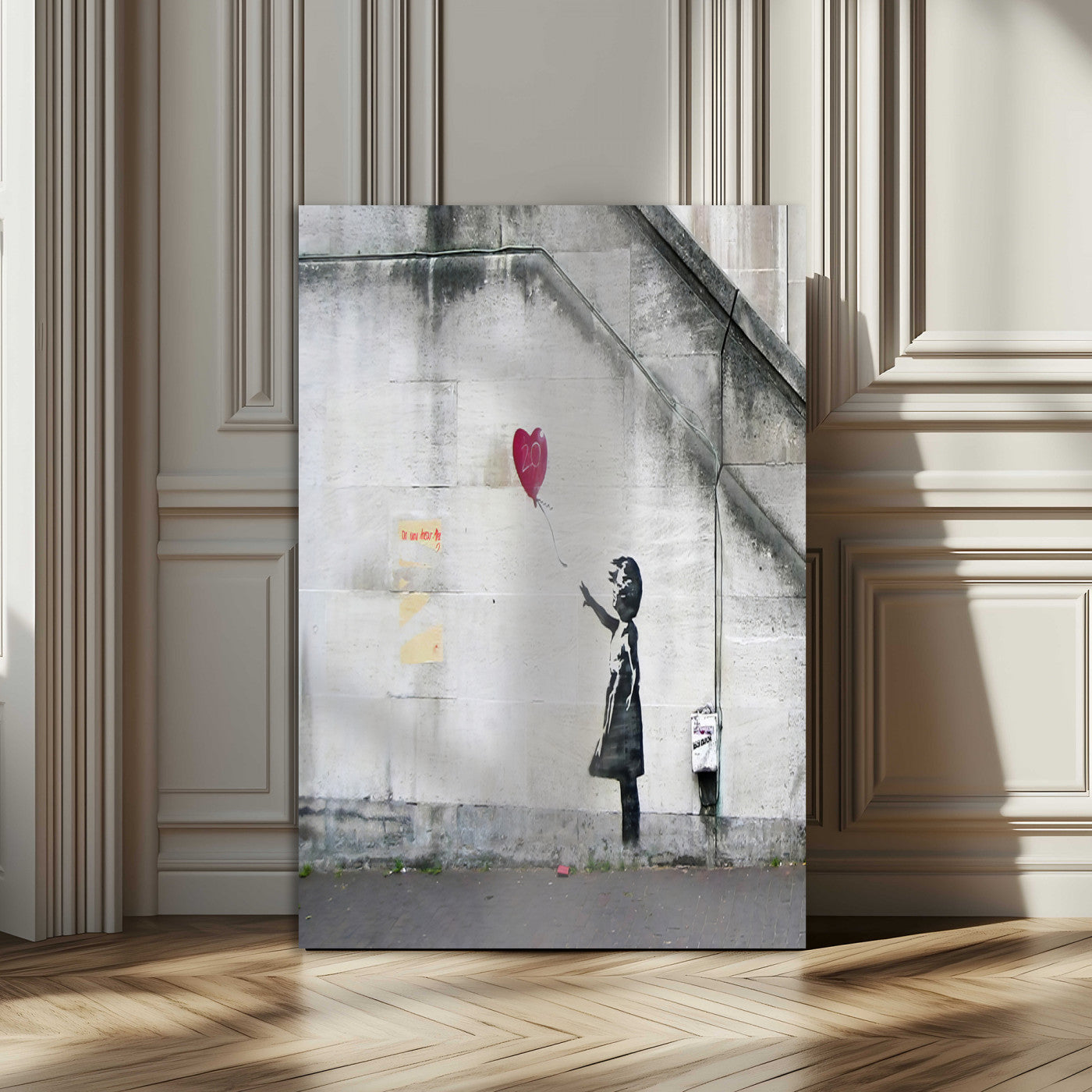 35033-MGV-CV-24X36-Balloon Girl Wall Art Canvas Print, Framed Street Banksy Art Picture Print, Urban Contrast Perfect Minimal Urban Decor Artwork