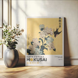 11004-MGV-CV-24X36-Hokusai Hydrangea Wall Art – Japanese Floral Canvas Print with Swallow Bird, Classic Ukiyo-e Nature Decor for Bedroom, Office or