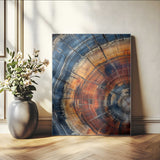 38379387-MGV-CV-24X36-Tree Rings Wall Art Canvas Print, Framed Wood Texture Art Picture Print, Blue Grain Perfect Earthy Modern Decor Artwork