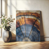 47703729-MGV-CV-24X36-Tree Rings Wall Art Canvas Print, Framed Wood Texture Art Picture Print, Blue Grain Perfect Rustic Modern Decor Artwork