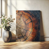 12078265-MGV-CV-24X36-Tree Rings Wall Art Canvas Print, Framed Burnt Wood Art Picture Print, Rustic Texture Perfect Rustic Earth Decor Artwork