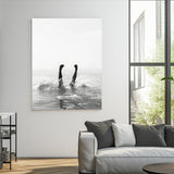 43900465-MGV-CV-24X36-Minimal Ocean Wall Art Canvas Print, Framed Monochrome Diving Art Picture Print, Swimmer in Sea Perfect Minimalist Coastal Decor