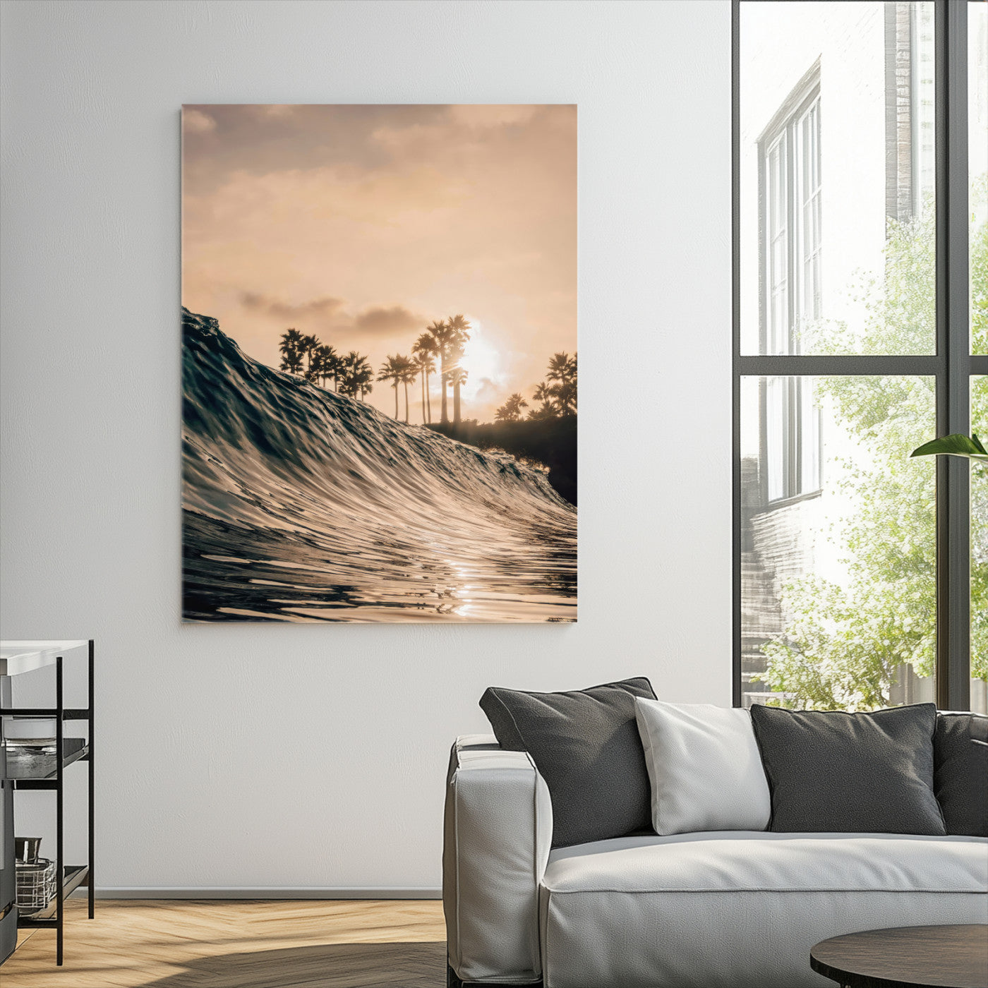 50270635-MGV-CV-24X36-Golden Hour Ocean Wall Art Canvas Print, Framed Beach Sunset Art Picture Print, Palm Trees Perfect Tropical Coastal Decor Artwork