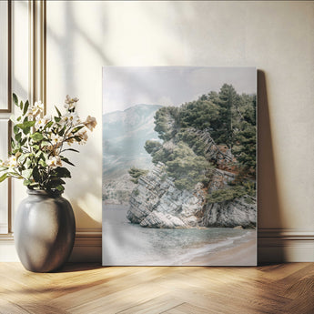 28003346-MGV-CV-24X36-Beach Trees Wall Art Canvas Print, Framed Earthy Beachside Art Picture Print, Beachside Nature Perfect Rustic Coastal Decor