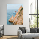 74527880-MGV-CV-24X36-Cliff Divers Wall Art Canvas Print, Framed Ocean Adventure Art Picture Print, Coastal Movement Perfect Adventurous Coastal Decor