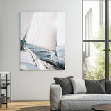 95570785-MGV-CV-24X36-Sailing Boat Wall Art Canvas Print, Framed Bright Nautical Art Picture Print, Sailing Sea Perfect Coastal Minimalist Decor Artwork