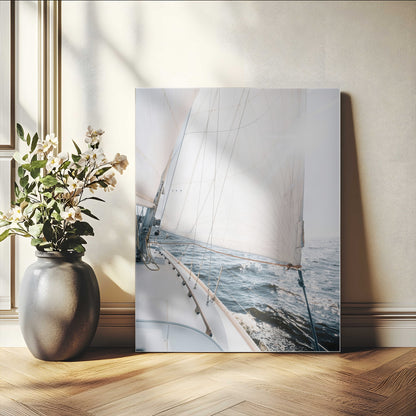 95570785-MGV-CV-24X36-Sailing Boat Wall Art Canvas Print, Framed Bright Nautical Art Picture Print, Sailing Sea Perfect Coastal Minimalist Decor Artwork