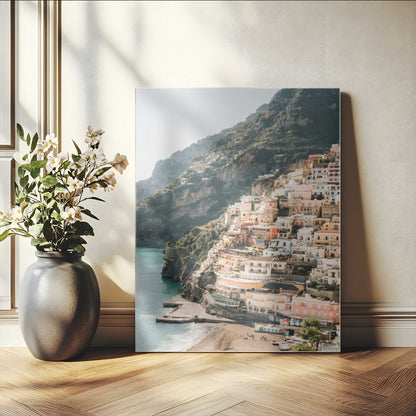 28897019-MGV-CV-24X36-Positano Coastline Wall Art Canvas Print, Framed Amalfi Architecture Art Picture Print, Italian Riviera Perfect Mediterranean