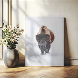 11394883-MGV-CV-24X36-Winter Bison Wall Art Canvas Print, Framed Rustic Wildlife Art Picture Print, Bold Animal Art Perfect Rustic Lodge Decor Artwork