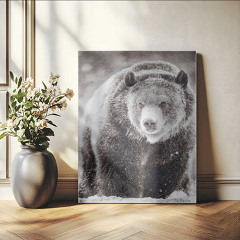 37297892-MGV-CV-24X36-Bison Portrait Wall Art Canvas Print, Framed Rustic Wall Accent Art Picture Print, Lodge Style Perfect Rustic Lodge Decor Artwork