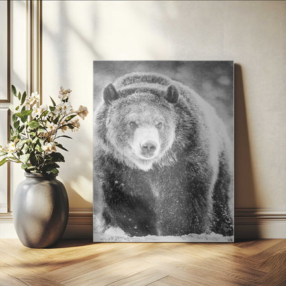 98050634-MGV-CV-24X36-Bison Portrait Wall Art Canvas Print, Framed Rustic Wall Accent Art Picture Print, Lodge Style Perfect Rustic Lodge Decor Artwork