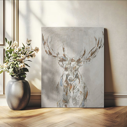 79642067-MGV-CV-24X36-Abstract Deer Wall Art Canvas Print, Framed Lodge Style Decor Art Picture Print, Rustic Animal Wall Perfect Lodge Cabin Style
