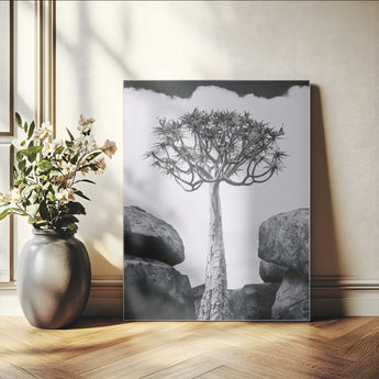 60628080-MGV-CV-24X36-Bold Tree Silhouette Wall Art Canvas Print, Framed Sculptural Tree Shape Art Picture Print, Desert Tree Perfect Modern Desert