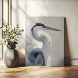 79581184-MGV-CV-24X36-Blue Heron Wall Art Canvas Print, Framed Elegant Wildlife Art Picture Print, Minimalist Bird Theme Perfect Coastal Minimalist