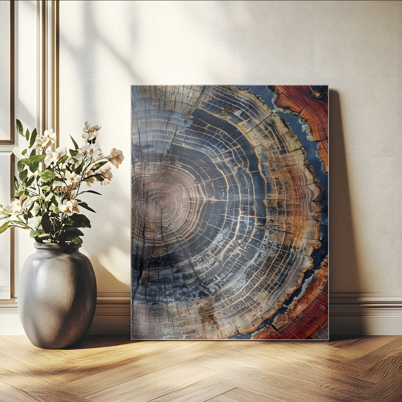 92693966-MGV-CV-24X36-Timber Cut Close-Up Wall Art Canvas Print, Framed Rustic Wood Canvas Art Picture Print, Natural Texture Decor Perfect Modern Lodge