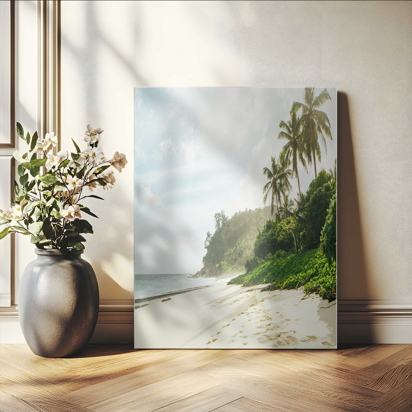 42984524-MGV-CV-24X36-Relaxing Beach Wall Art Canvas Print, Framed Ocean View Art Picture Print, Coastal Serenity Perfect Tropical Coastal Decor Artwork
