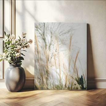 17571705-MGV-CV-24X36-Pampas Grass Wall Art Canvas Print, Framed Neutral Tones Art Picture Print, Minimalist Nature Perfect Boho Minimalist Decor