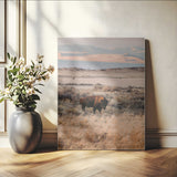 75146693-MGV-CV-24X36-Solitary Buffalo Wall Art Canvas Print, Framed Golden Prairie Art Picture Print, Earthy Tones Perfect Rustic Western Decor Artwork