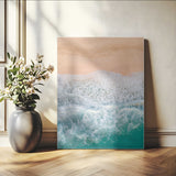 91434062-MGV-CV-24X36-Beach Aerial Wall Art Canvas Print, Framed Soft Waves Art Picture Print, Ocean Tranquility Perfect Coastal Minimalist Decor