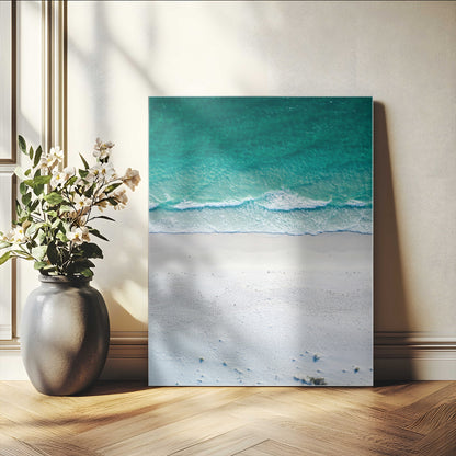 26150405-MGV-CV-24X36-Soft Waves Wall Art Canvas Print, Framed Seaside Escape Art Picture Print, Minimalist Beach Aesthetic Perfect Coastal Minimalist