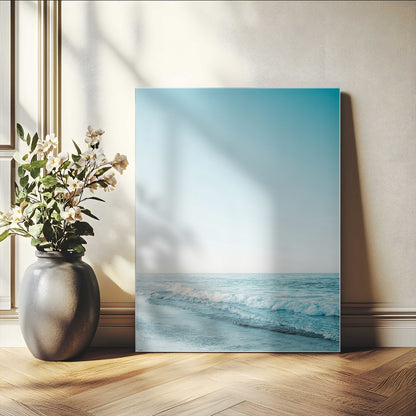 20189712-MGV-CV-24X36-Minimalist Ocean Wall Art Canvas Print, Framed Calm Seascape Art Picture Print, Soft Blue Tones Perfect Coastal Minimalist Decor