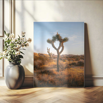 90776393-MGV-CV-24X36-Joshua Tree Wall Art Canvas Print, Framed Golden Hour Desert Art Picture Print, Sunset Glow Perfect Southwestern Boho Decor