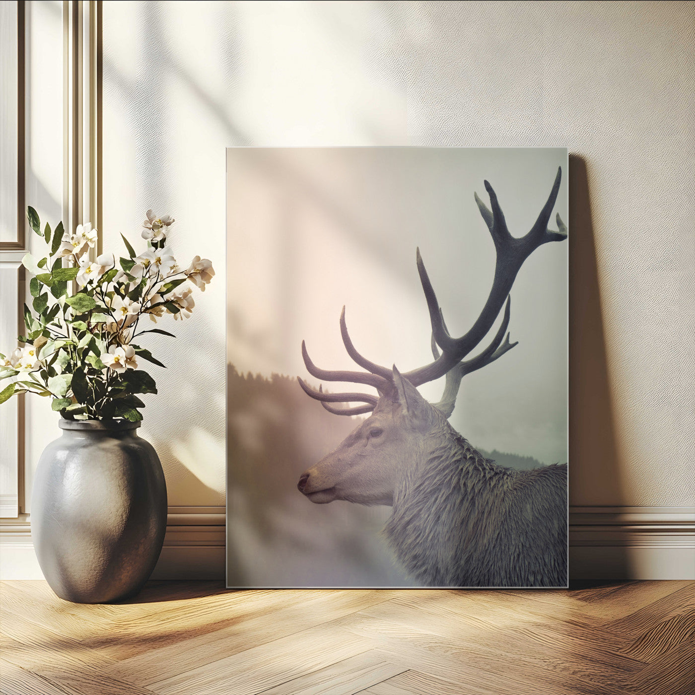 22632976-MGV-CV-24X36-Deer Canvas Print Wall Art Canvas Print, Framed Woodland Animal Decor Art Picture Print, Rustic Lodge Wall Art Perfect Rustic