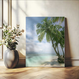 80489589-MGV-CV-24X36-Palm Tree Beach Wall Art – Tropical Paradise Canvas Print with White Sand and Turquoise Ocean, Coastal Photography for Bedroom,