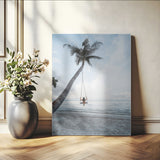 62893825-MGV-CV-24X36-Tropical Palm Tree Swing Wall Art – Ocean Beach Photography Print, Coastal Decor, Wanderlust Travel Photo for Boho Homes & Beach