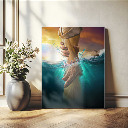 68298058-MGV-CV-24X36-Inspirational Wall Art – Helping Hands Canvas Print, Powerful Ocean and Light Photography Decor for Bedroom, Living Room, Office