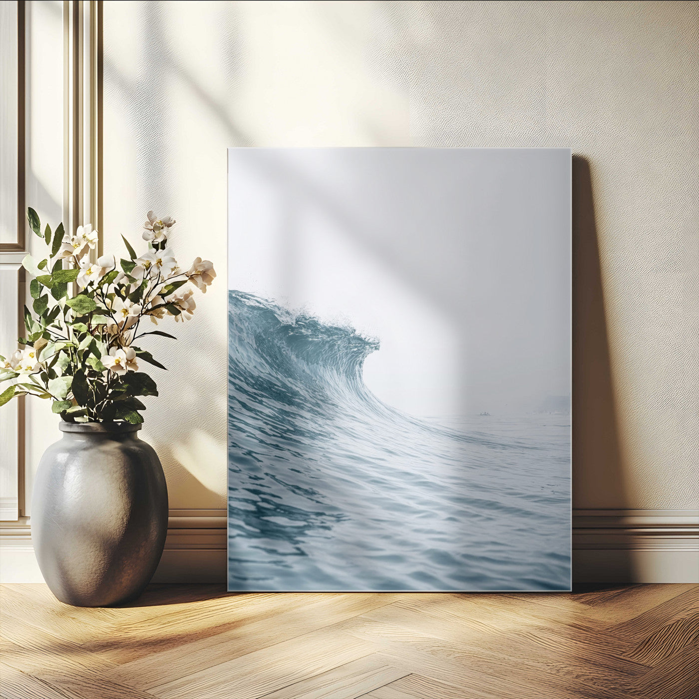 38699249-MGV-CV-24X36-Ocean Wave Wall Art – Minimalist Sea Canvas Print, Rising Surf and Misty Horizon Photography Decor for Bedroom, Living Room,